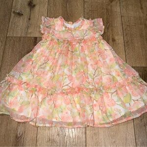 Cupcakes and Cashmere Toddler Girls’ Dress Peach and Green Floral size 2T